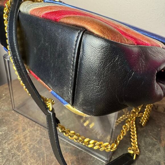 YSL Chevron Metallic Multicolor Med College Satchel Flap Bag GHW Authentic CoA - Picture 8 of 9